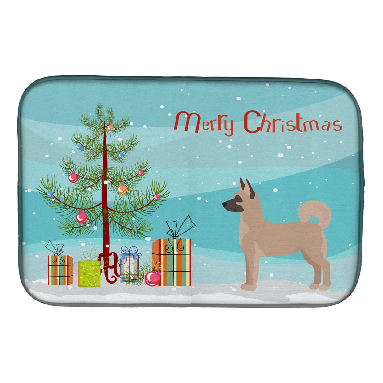 Akita Shepherd Christmas Tree Dish Drying Mat