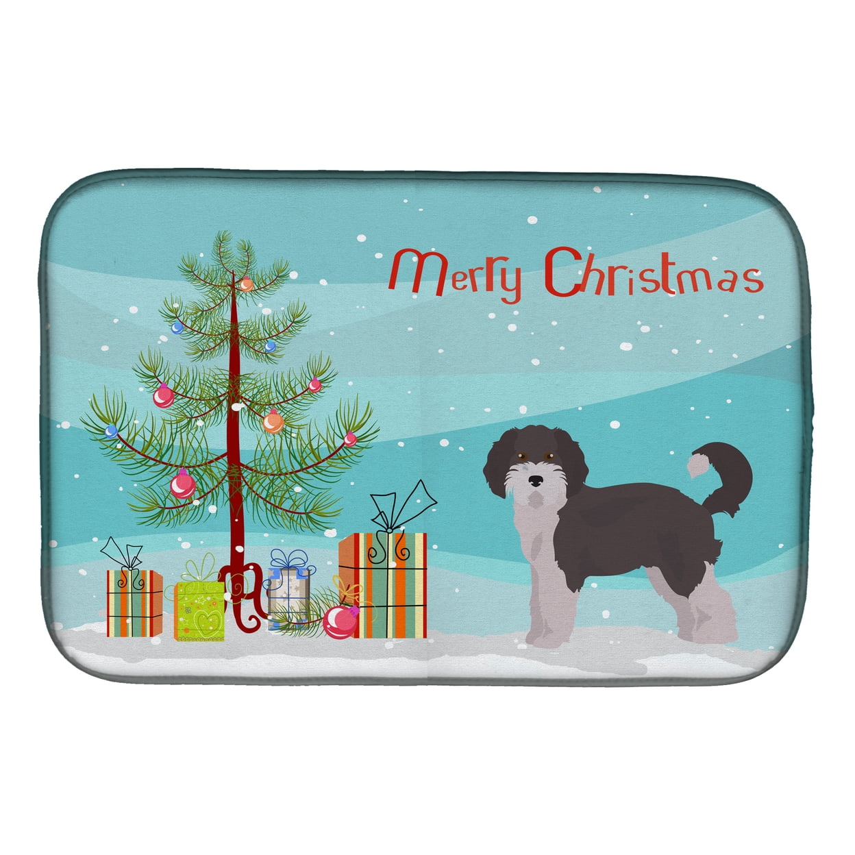 Aussiedoodle No.1 Christmas Tree Dish Drying Mat