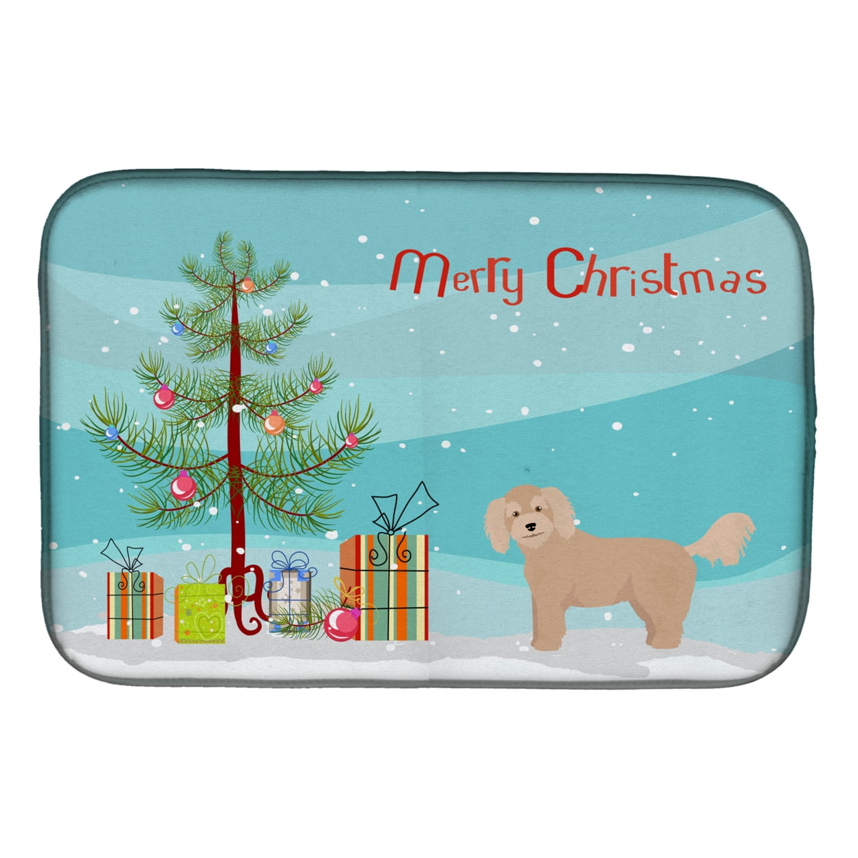 CK3806DDM Bichpoo Christmas Tree Dish Drying Mat