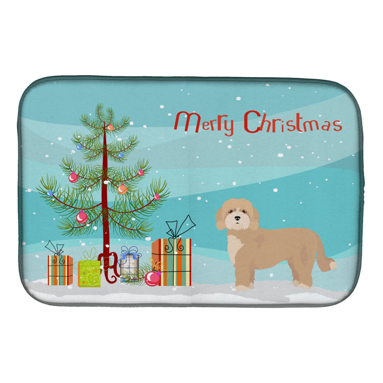 Picture of Carolines Treasures CK3810DDM Cavachon Christmas Tree Dish Drying Mat
