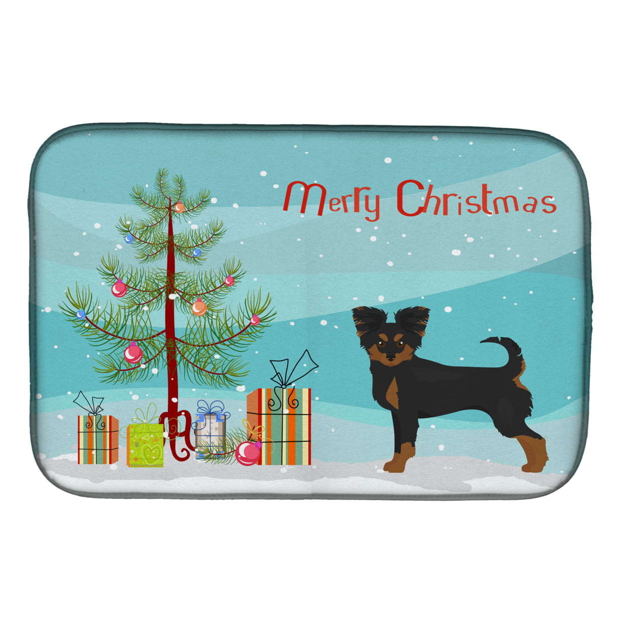 Black & Tan Chion Christmas Tree Dish Drying Mat