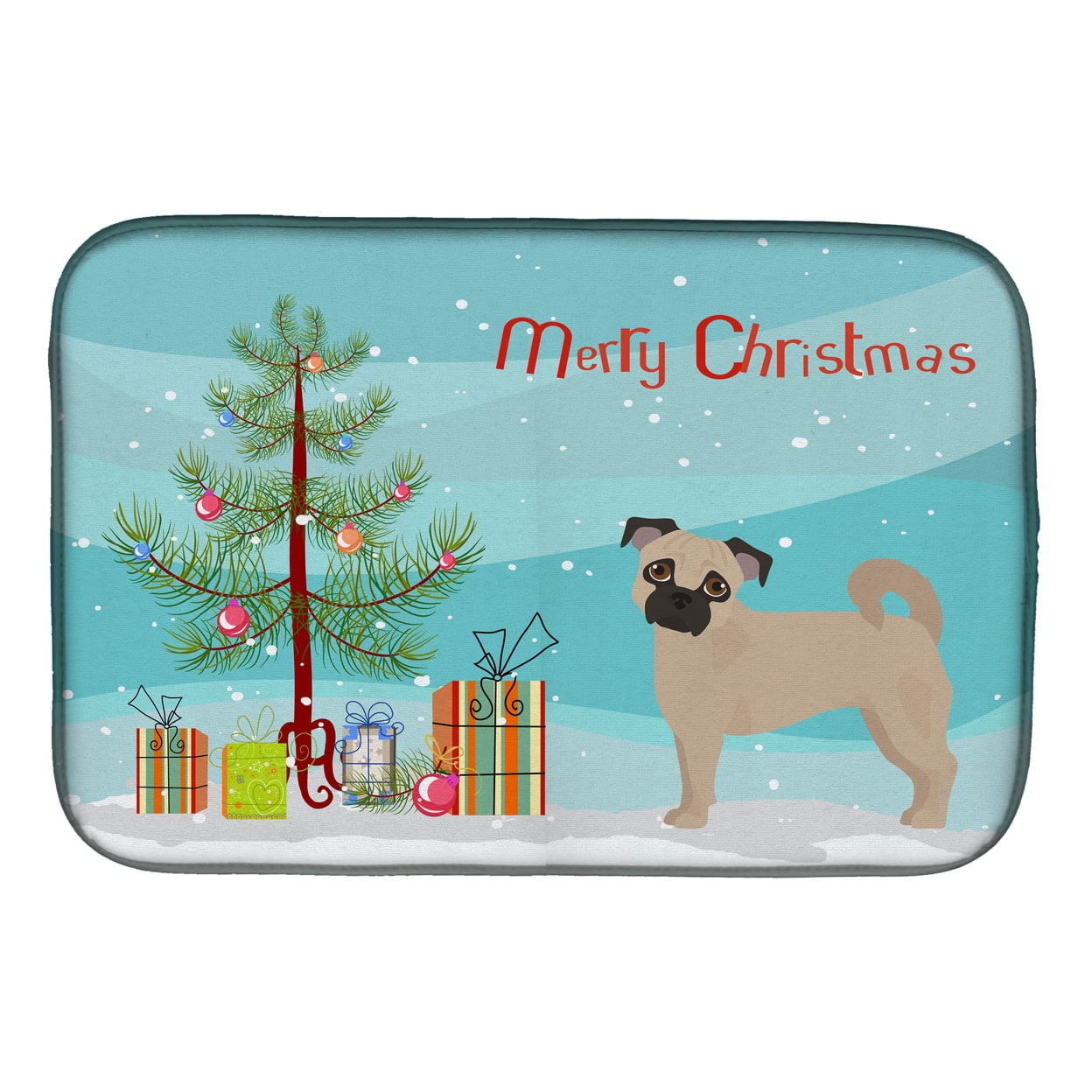 CK3821DDM Fawn Chug Christmas Tree Dish Drying Mat