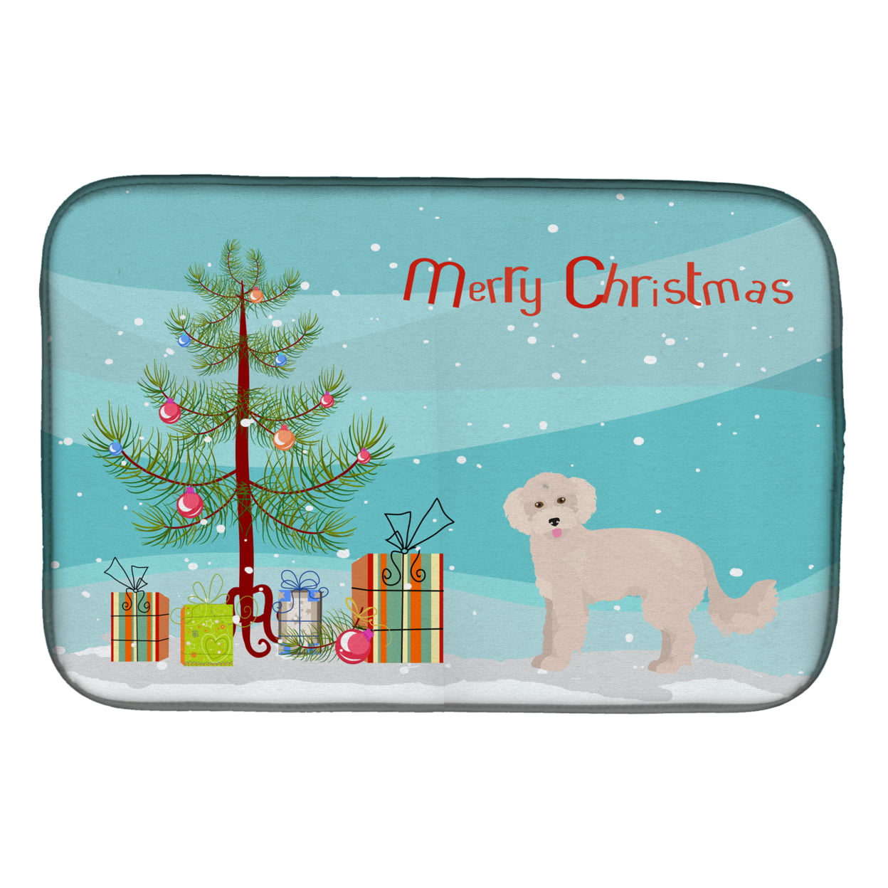 CK3854DDM Maltipoo Christmas Tree Dish Drying Mat