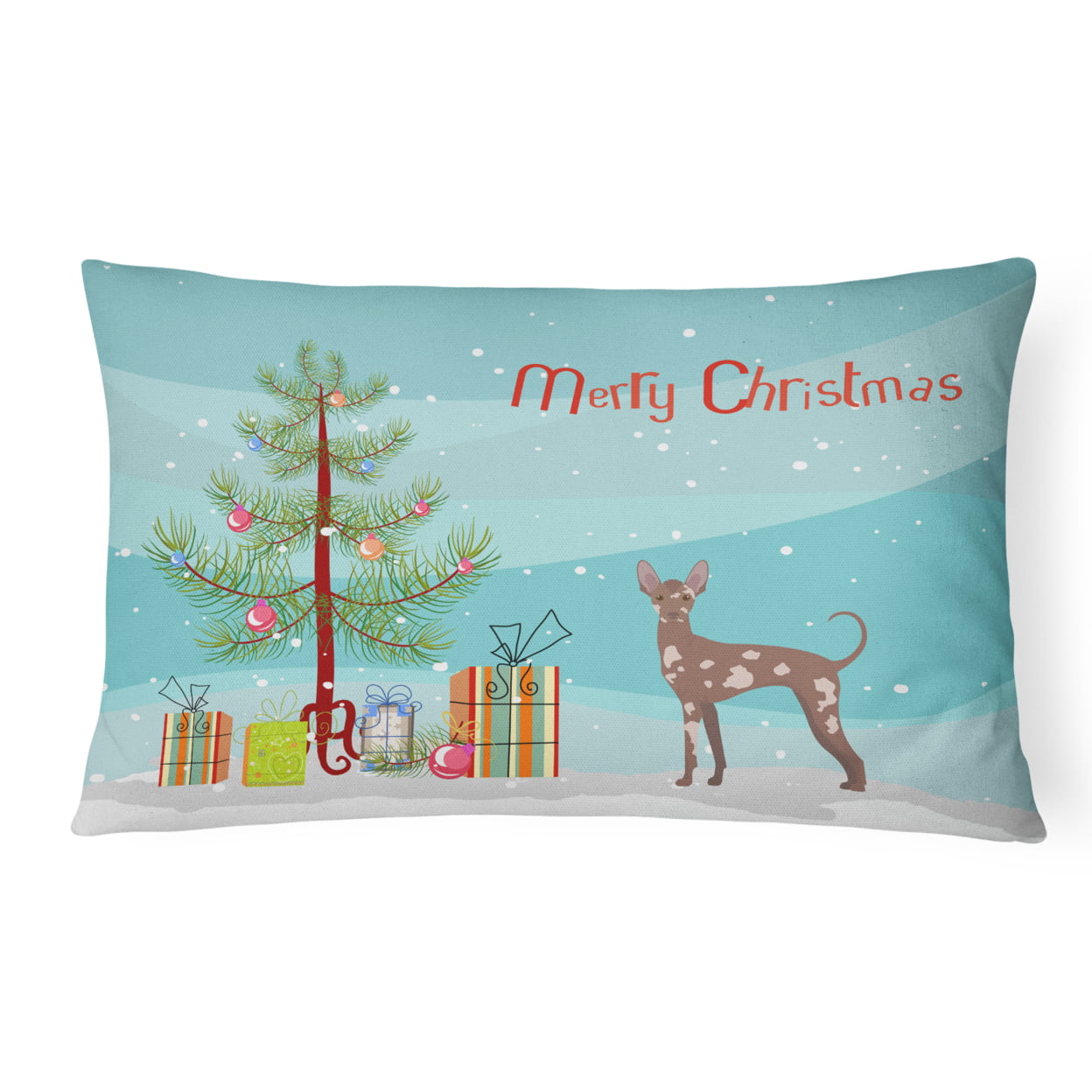 CK3473PW1216 Mexican Hairless Dog Christmas Tree Canvas Fabric Decorative Pillow