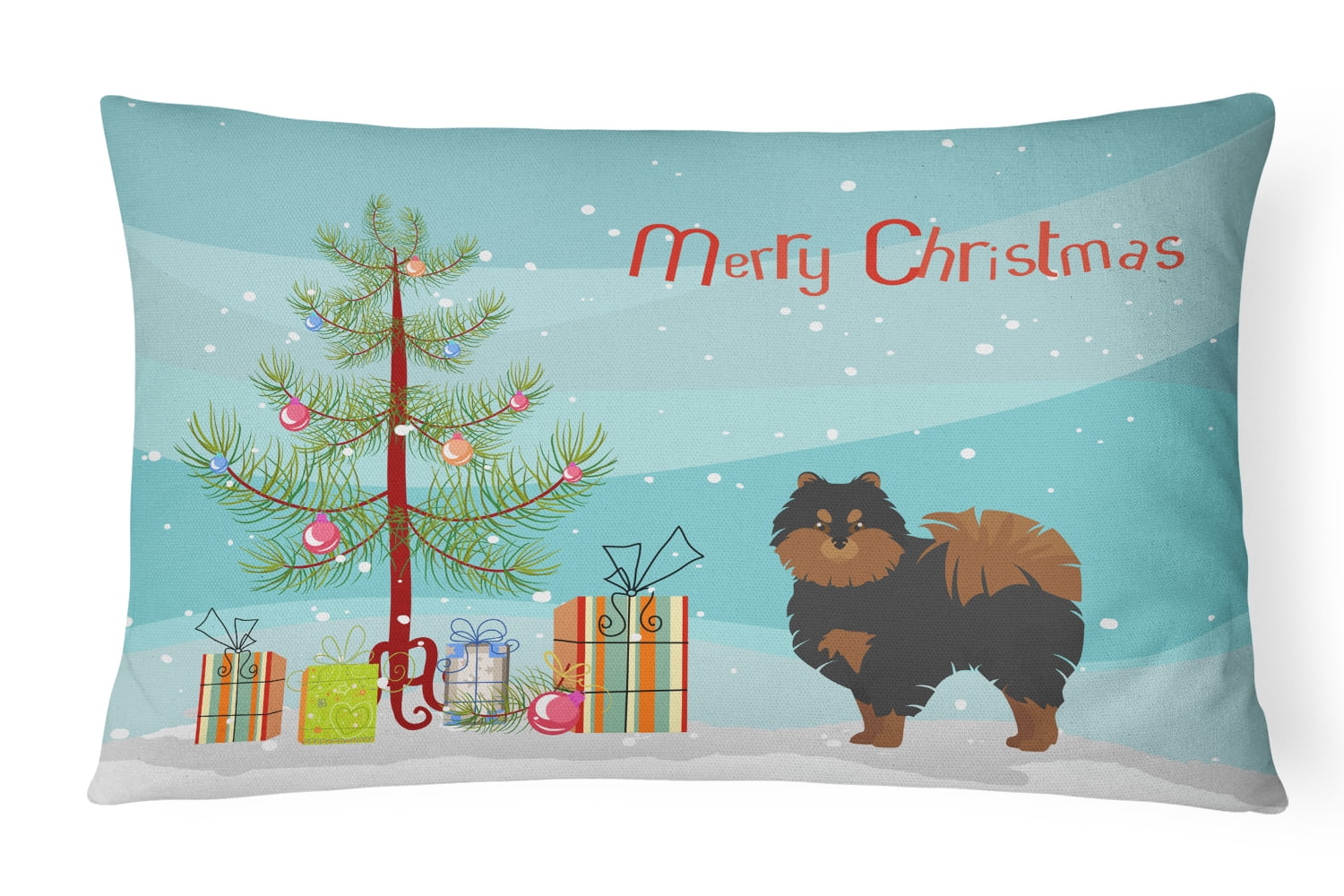 Pomeranian Christmas Tree Canvas Fabric Decorative Pillow