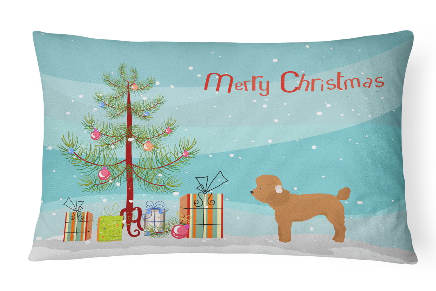 Toy Poodle Christmas Tree Canvas Fabric Decorative Pillow