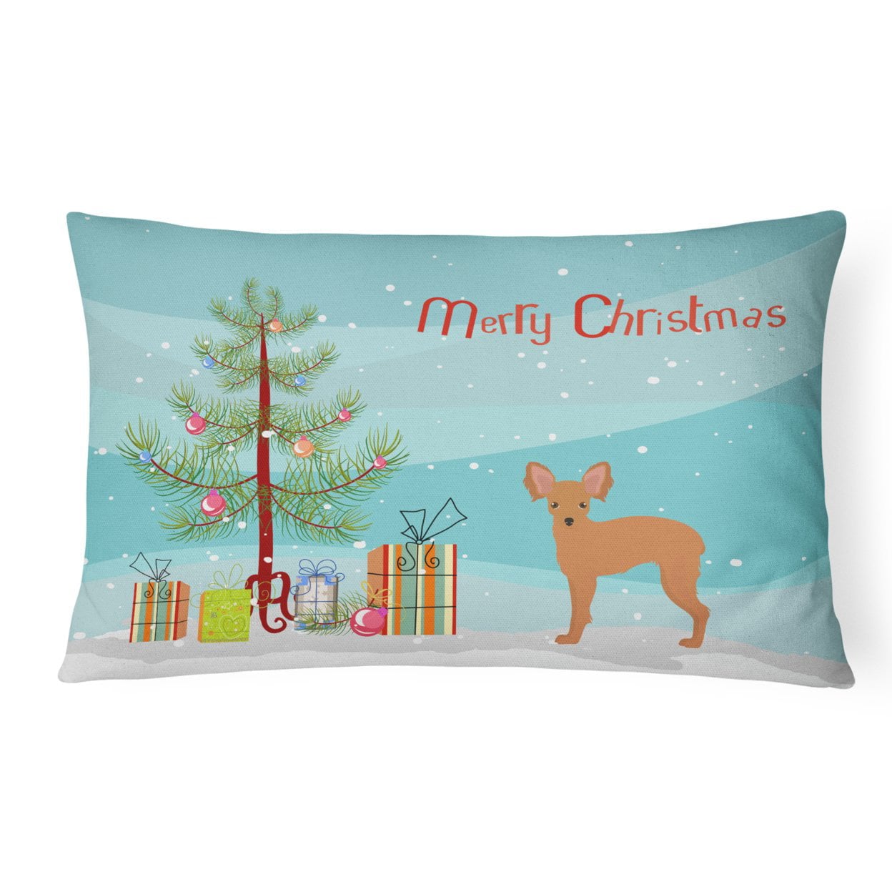 Russkiy Toy or Russian Toy Terrier Christmas Tree Canvas Fabric Decorative Pillow