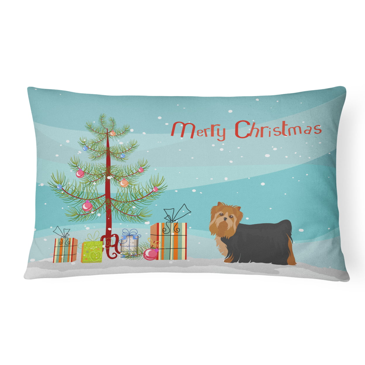 Yorkshire Terrier Christmas Tree Canvas Fabric Decorative Pillow