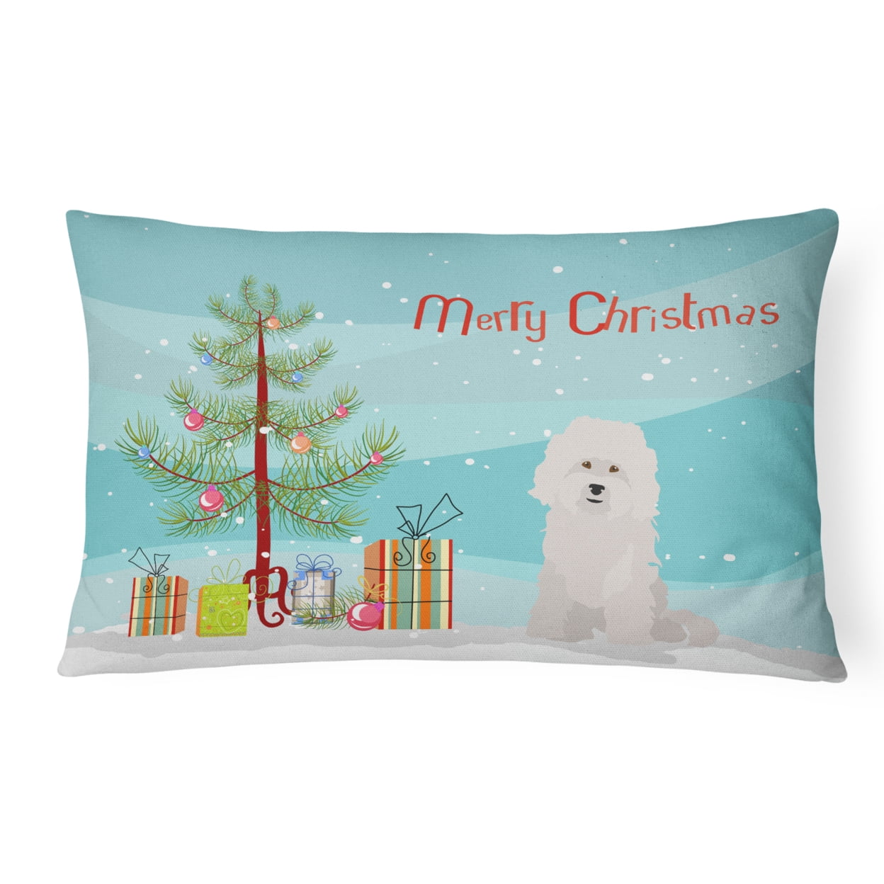 Bolognese Christmas Tree Canvas Fabric Decorative Pillow