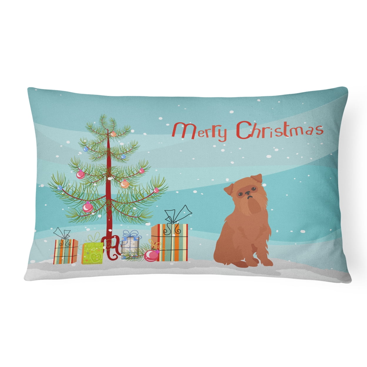 Brussels Griffon Christmas Tree Canvas Fabric Decorative Pillow