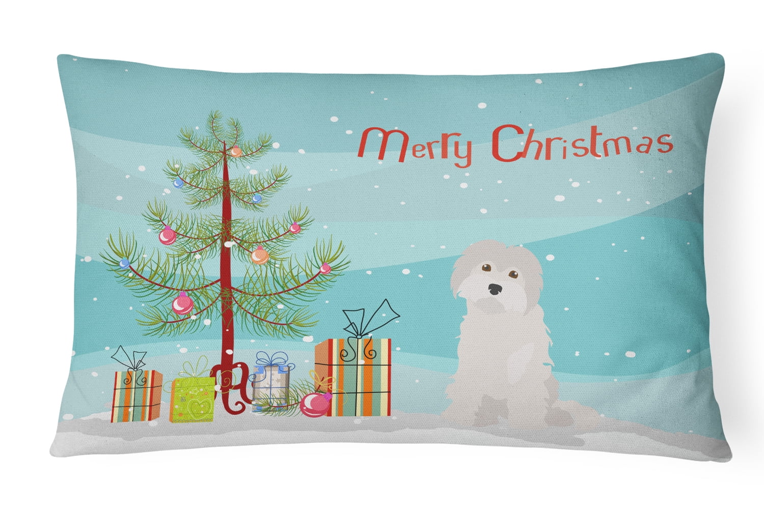 Maltese No.2 Christmas Tree Canvas Fabric Decorative Pillow