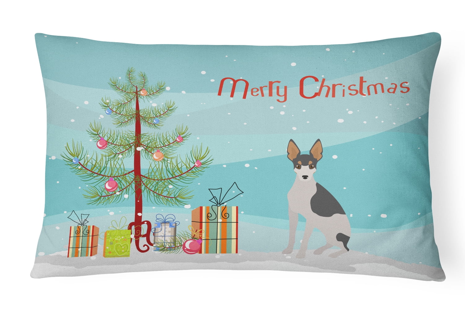 Miniature Fox Terrier No.2 Christmas Tree Canvas Fabric Decorative Pillow
