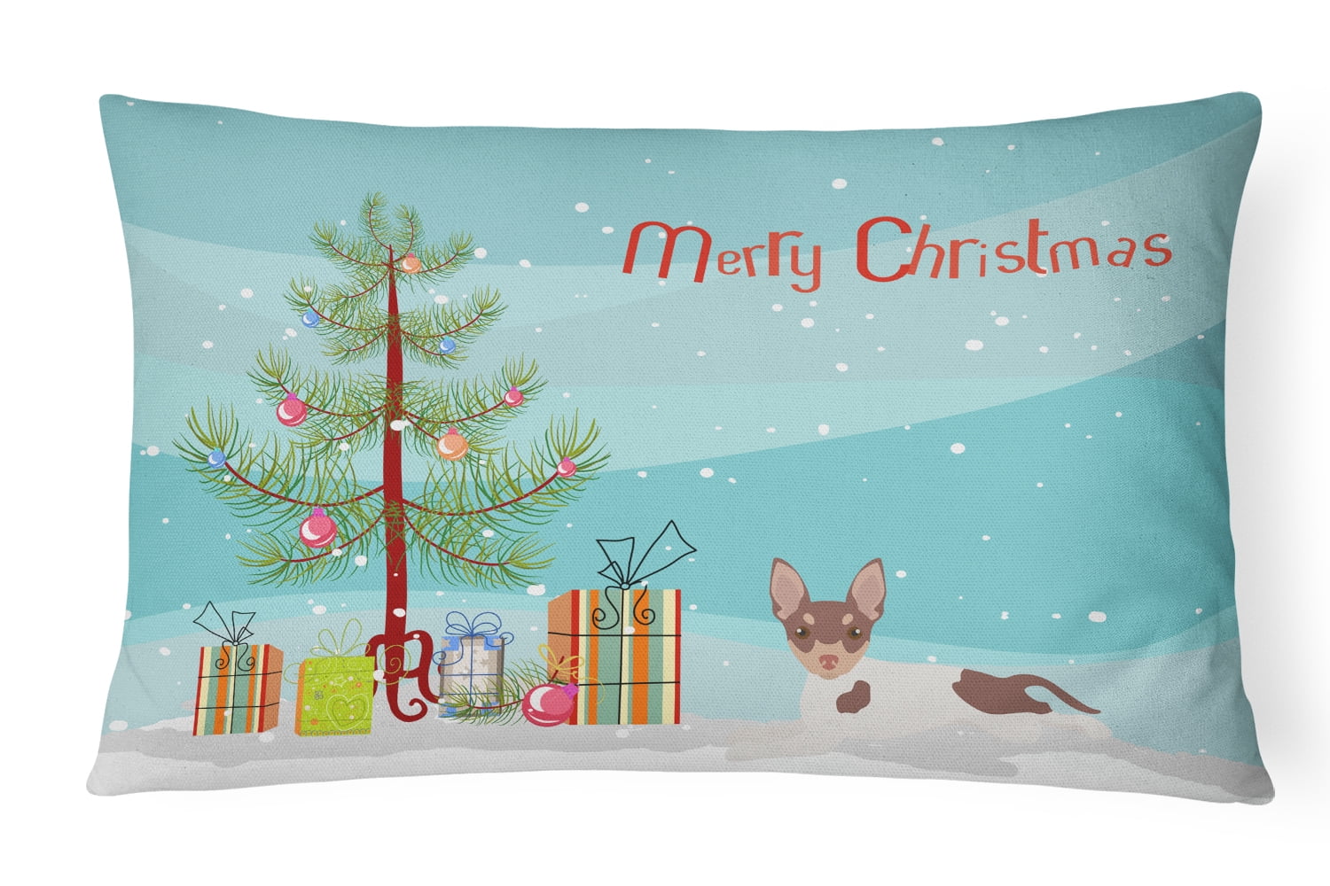 Toy Fox Terrier Christmas Tree Canvas Fabric Decorative Pillow
