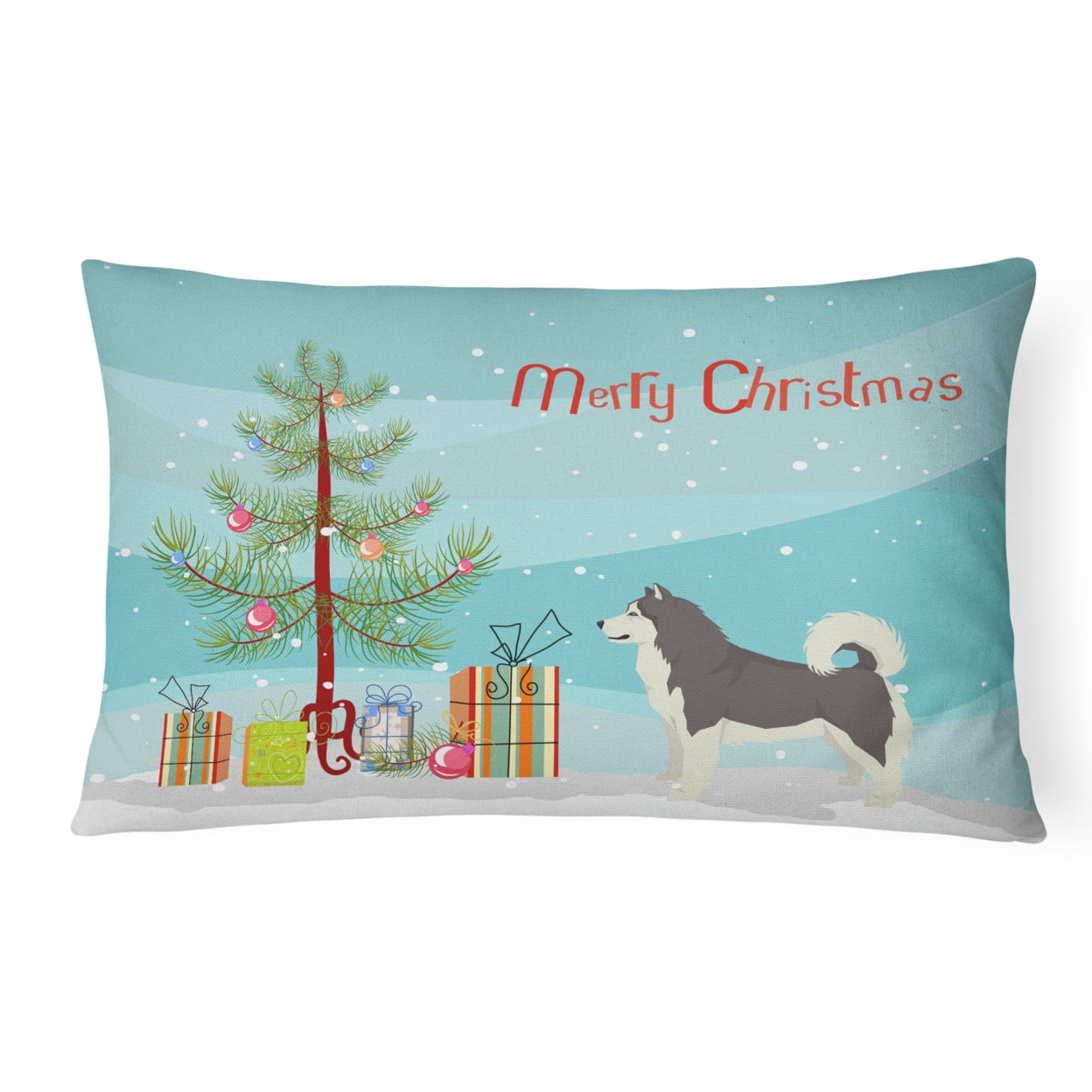 Alaskan Malamute Christmas Tree Canvas Fabric Decorative Pillow