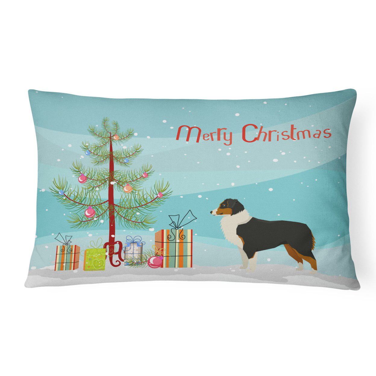 Australian Shepherd Christmas Tree Canvas Fabric Decorative Pillow