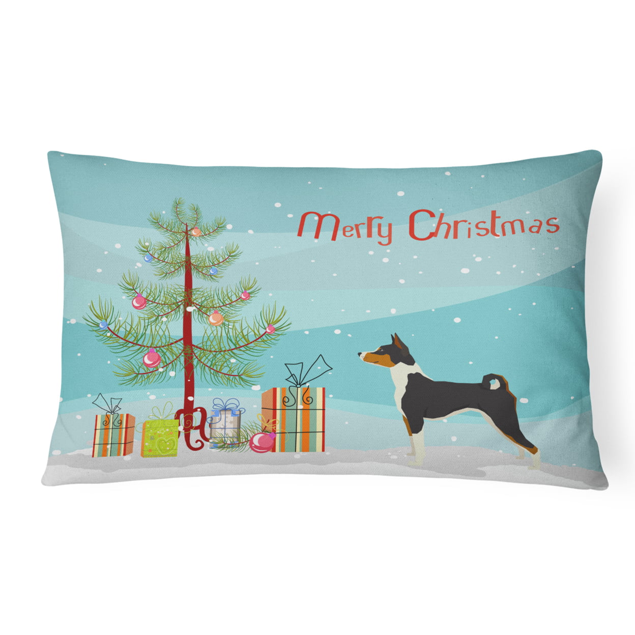 Basenji Christmas Tree Canvas Fabric Decorative Pillow