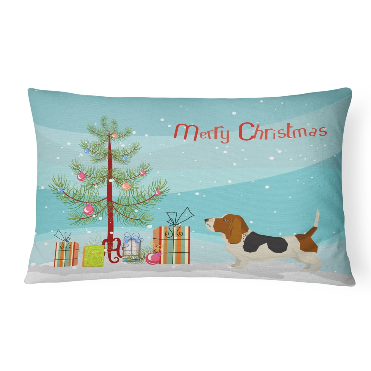 Basset Hound Christmas Tree Canvas Fabric Decorative Pillow