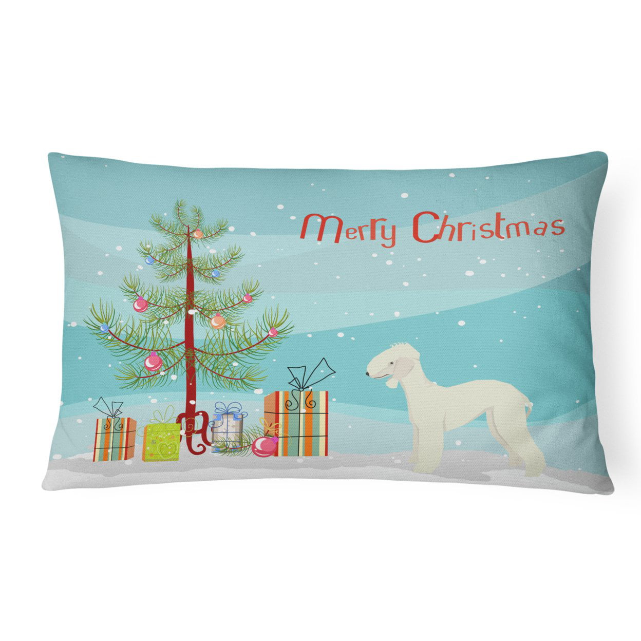 Bedlington Terrier Christmas Tree Canvas Fabric Decorative Pillow