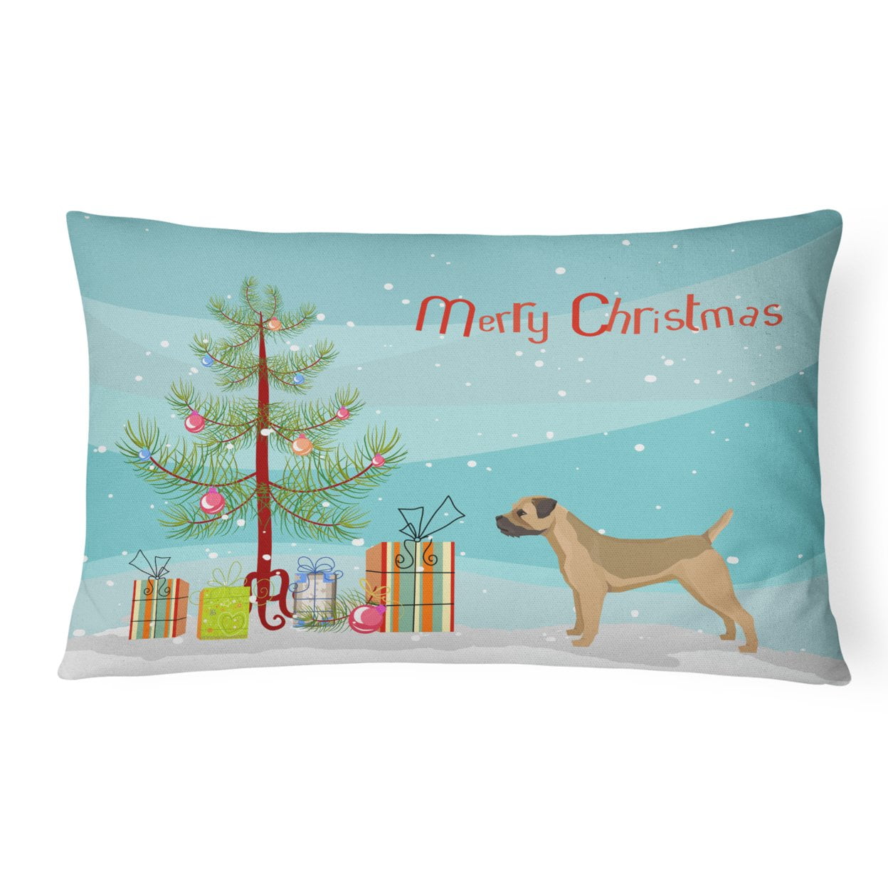 Border Terrier Christmas Tree Canvas Fabric Decorative Pillow