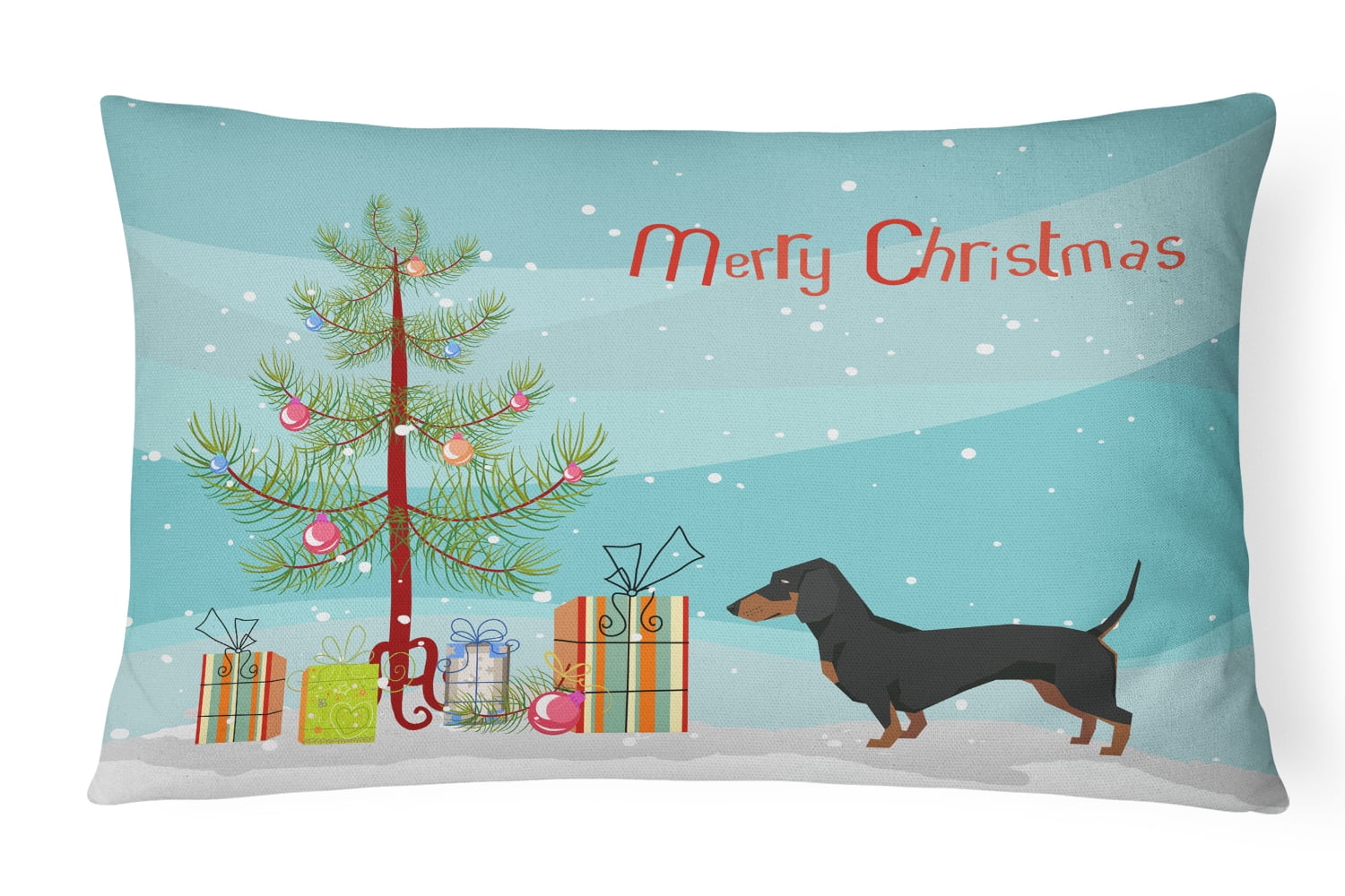 Dachshund Christmas Tree Canvas Fabric Decorative Pillow