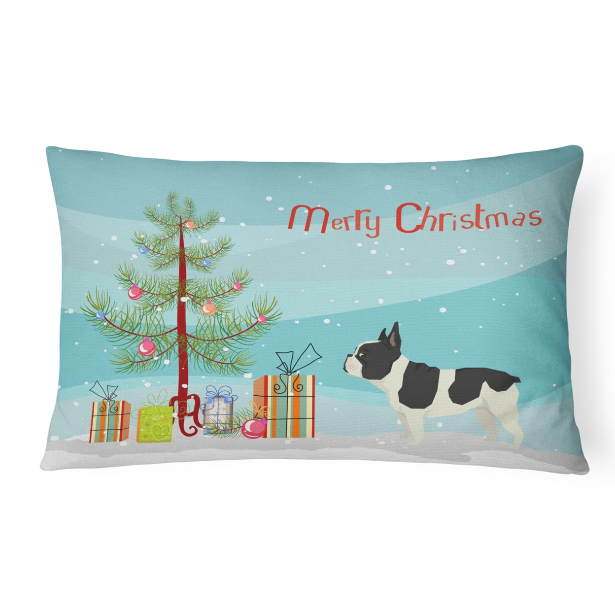 French Bulldog Christmas Tree Canvas Fabric Decorative Pillow