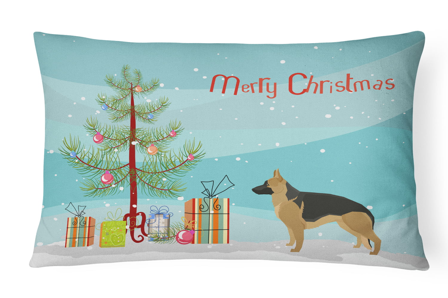 German Shepherd Christmas Tree Canvas Fabric Decorative Pillow