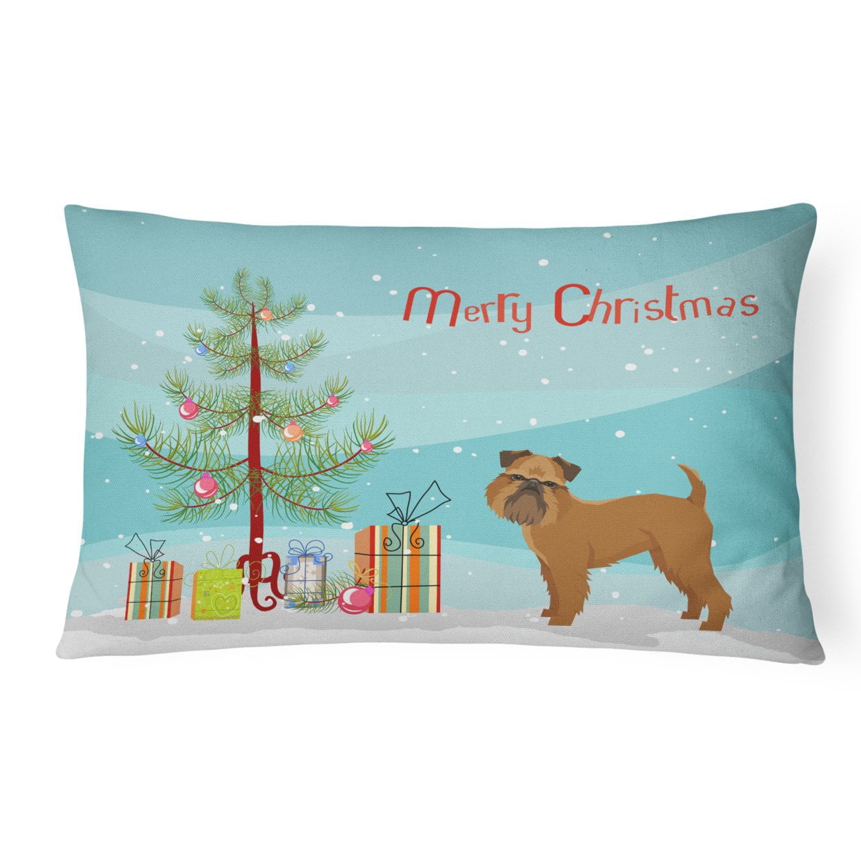 Brussels Griffon Christmas Tree Canvas Fabric Decorative Pillow