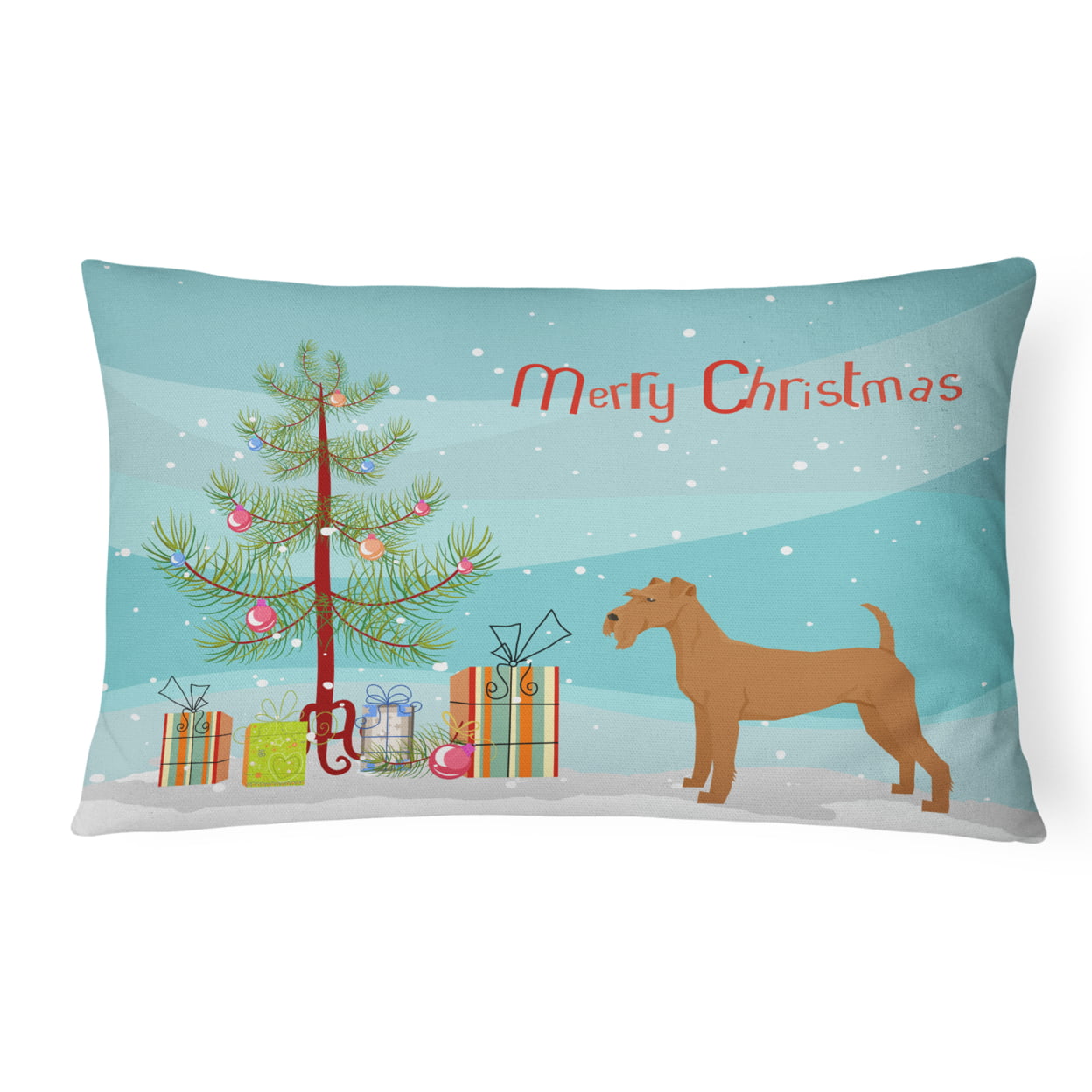 Irish Terrier Christmas Tree Canvas Fabric Decorative Pillow