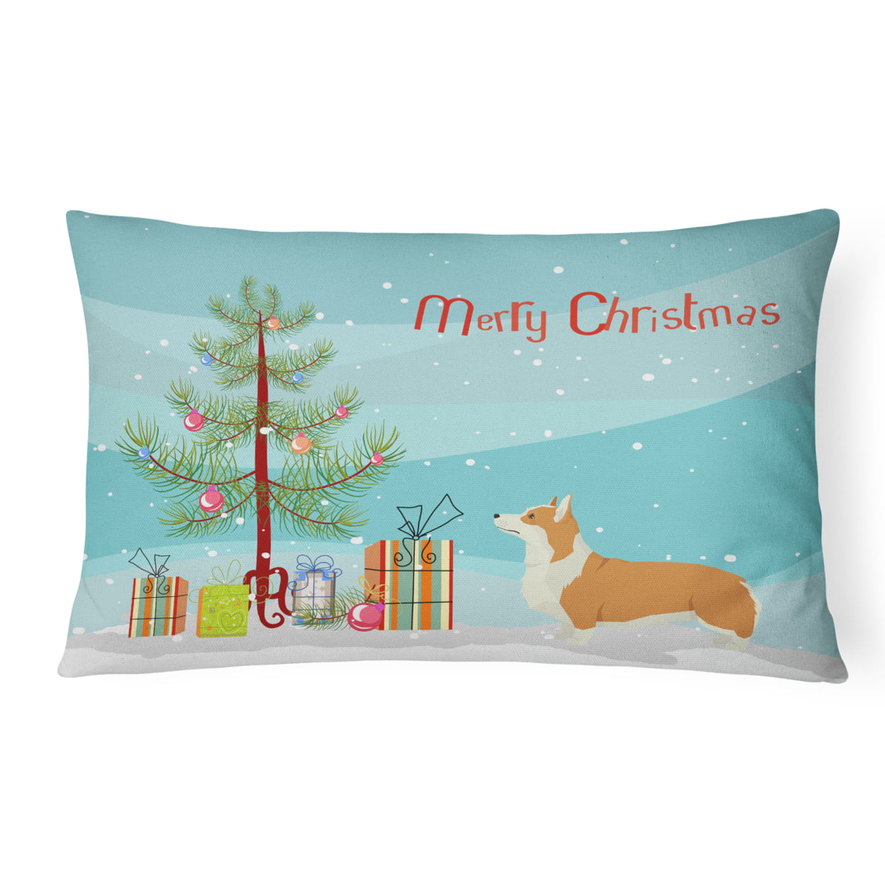 Pembroke Corgi Christmas Tree Canvas Fabric Decorative Pillow