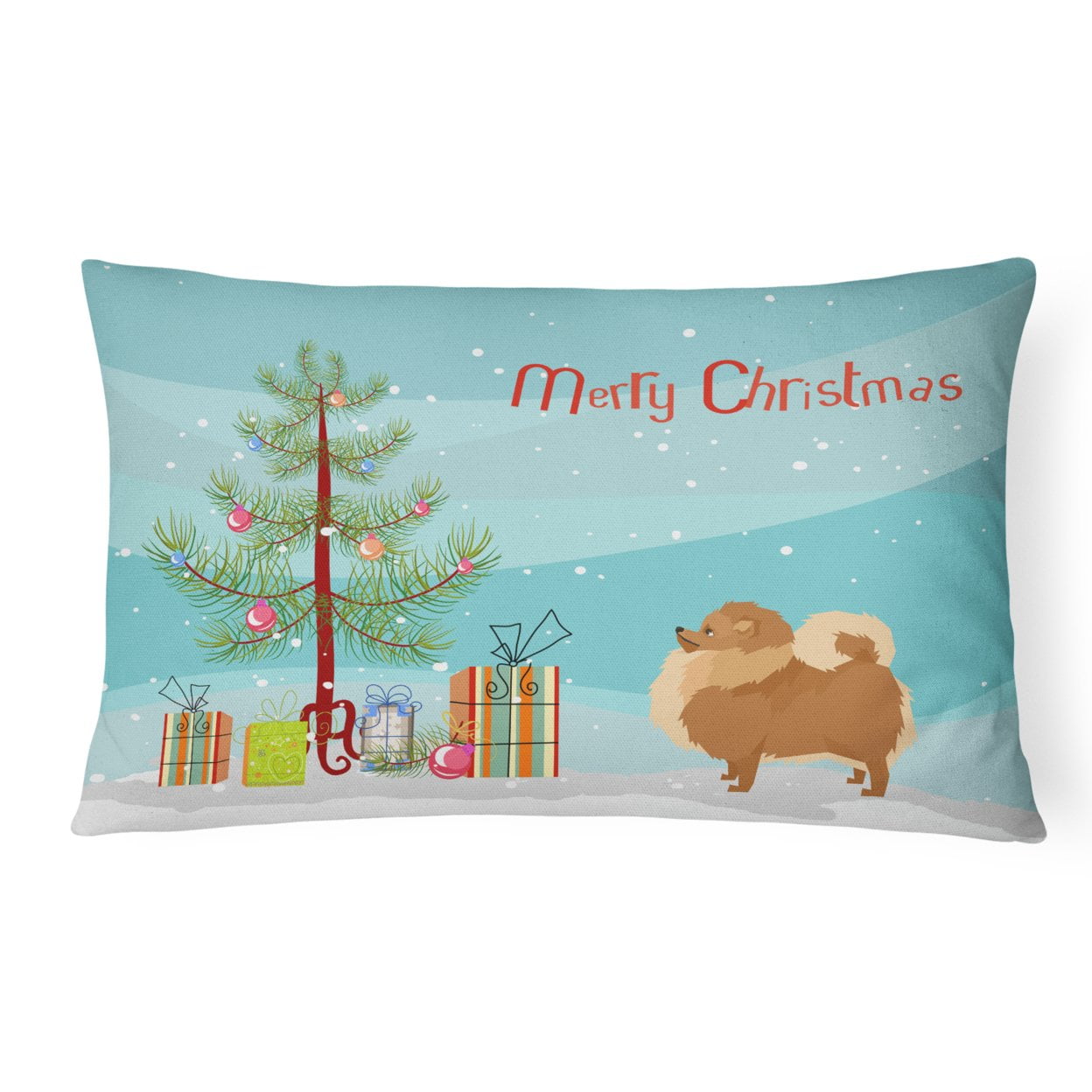 Pomeranian Christmas Tree Canvas Fabric Decorative Pillow