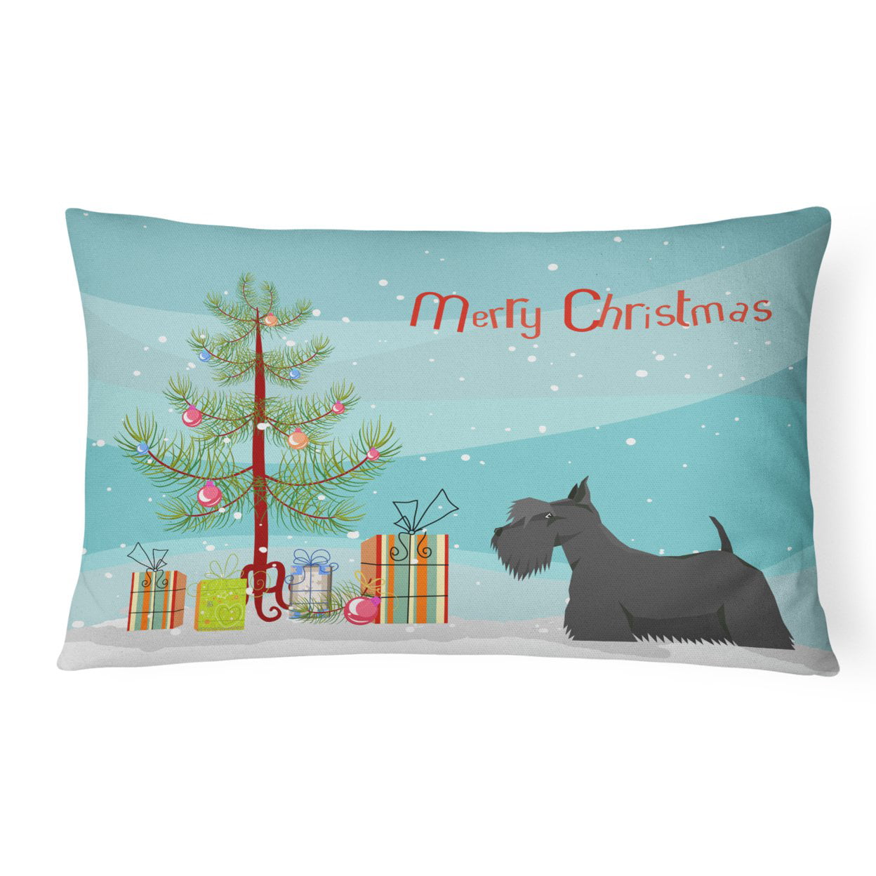 Scottish Terrier Christmas Tree Canvas Fabric Decorative Pillow