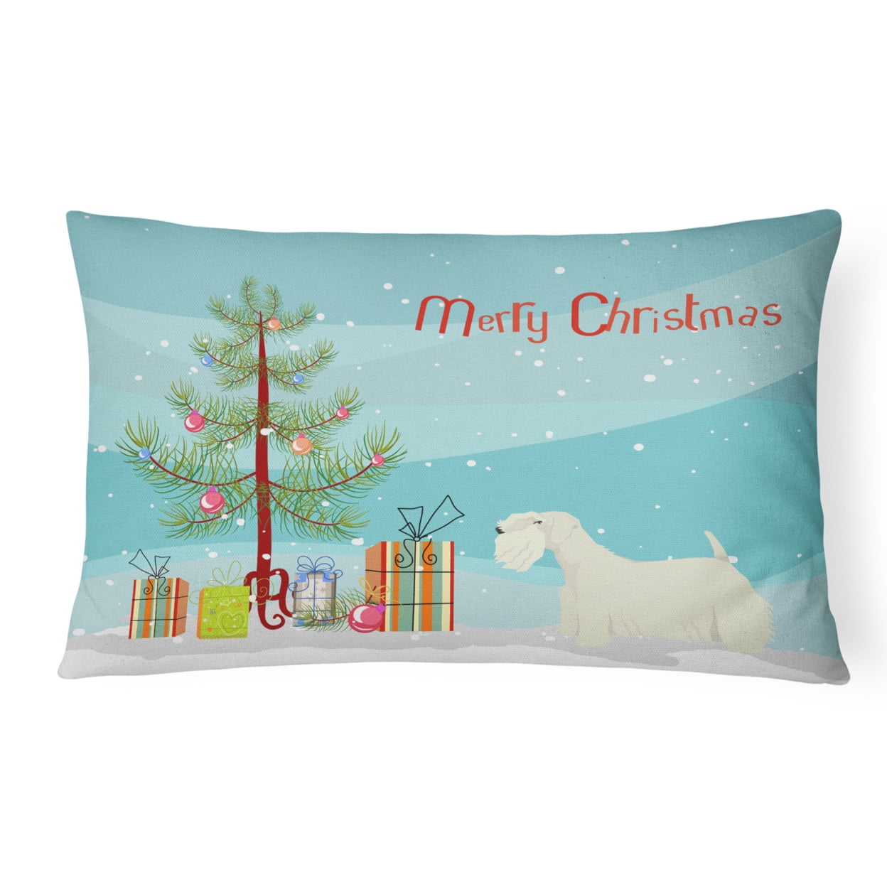 Sealyham Terrier Christmas Tree Canvas Fabric Decorative Pillow