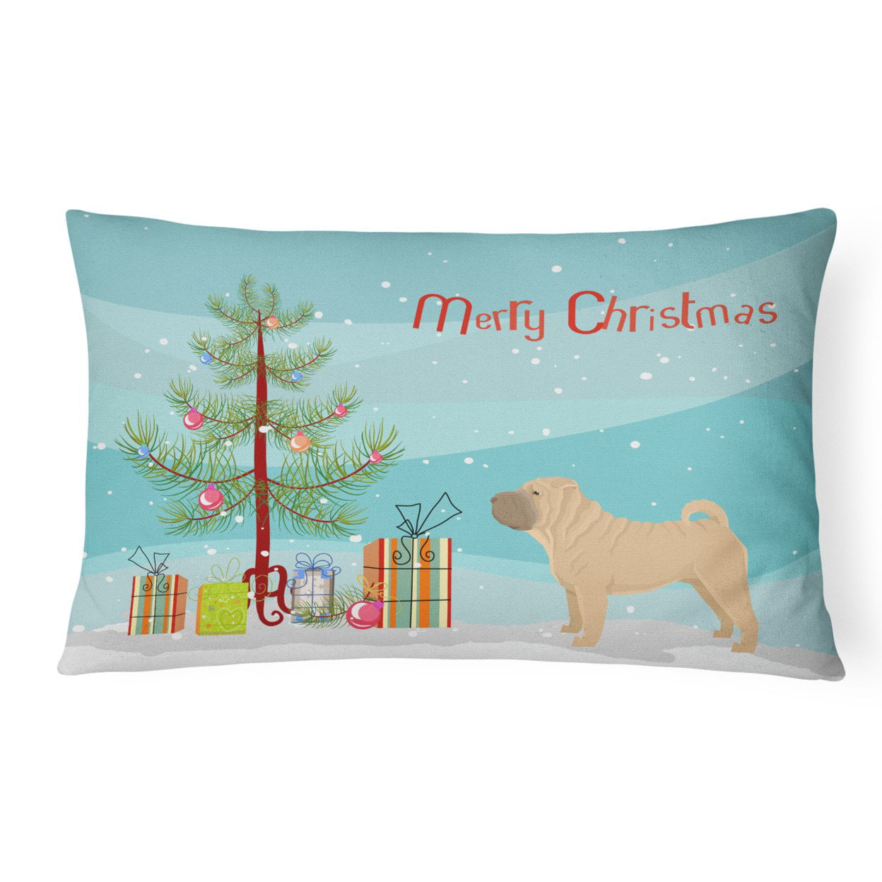 Shar Pei Christmas Tree Canvas Fabric Decorative Pillow