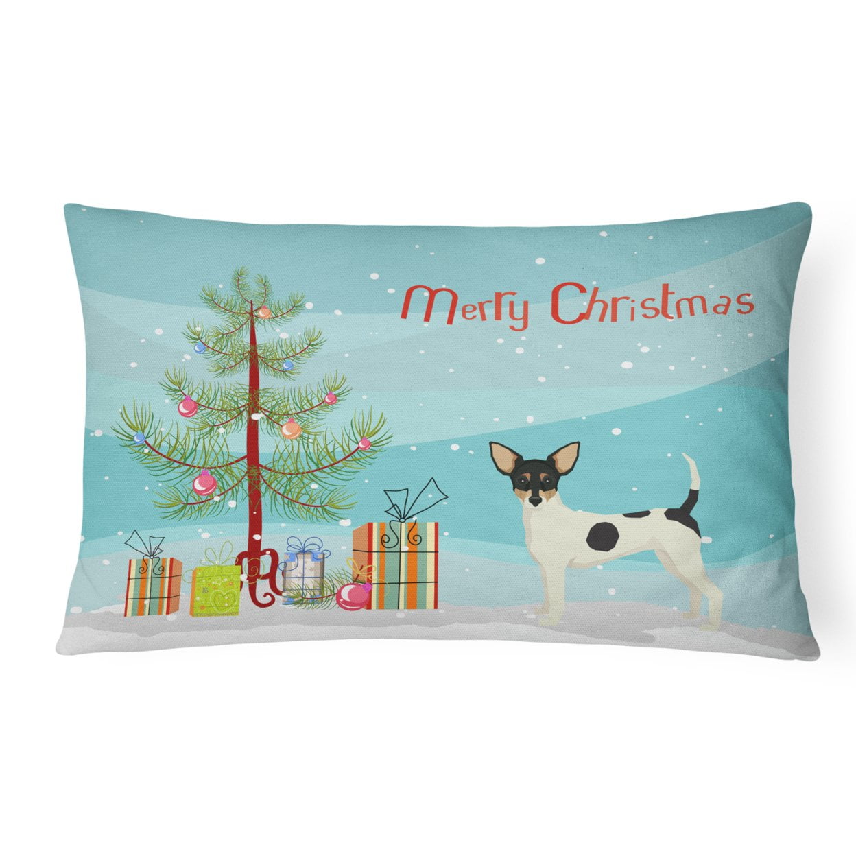 Toy Fox Terrier Christmas Tree Canvas Fabric Decorative Pillow