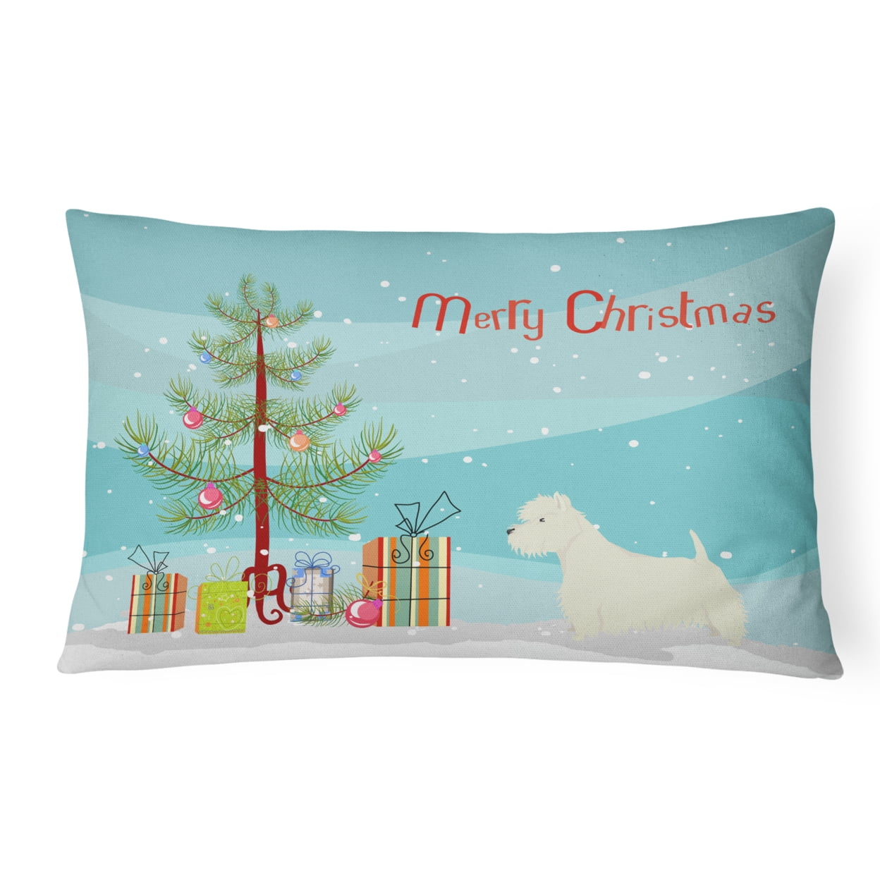 Westie Christmas Tree Canvas Fabric Decorative Pillow