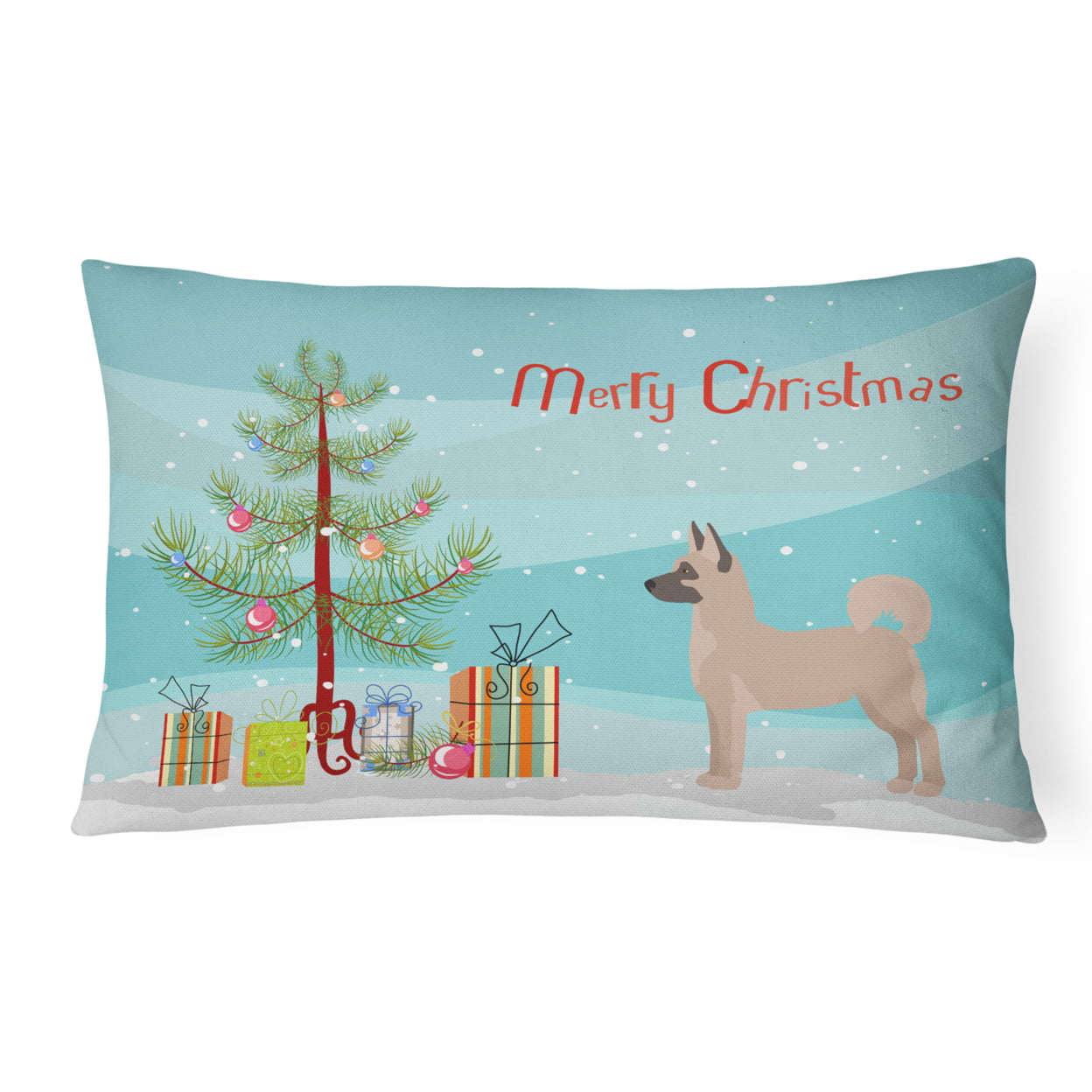 Akita Shepherd Christmas Tree Canvas Fabric Decorative Pillow