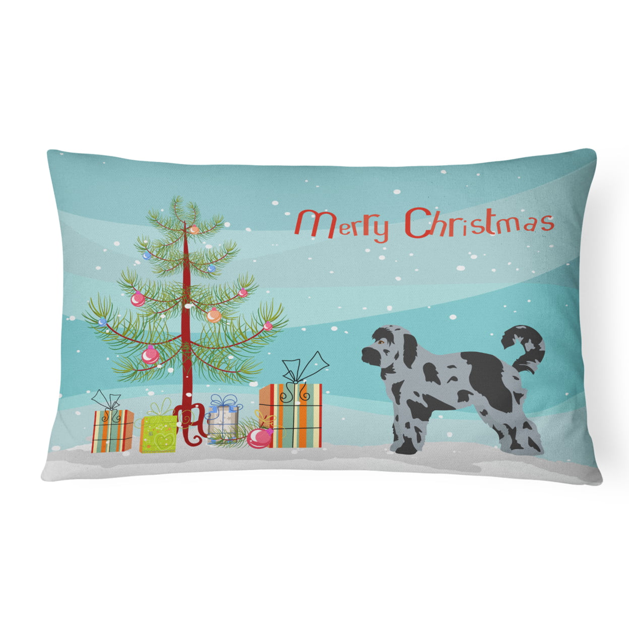 Aussiedoodle No.2 Christmas Tree Canvas Fabric Decorative Pillow