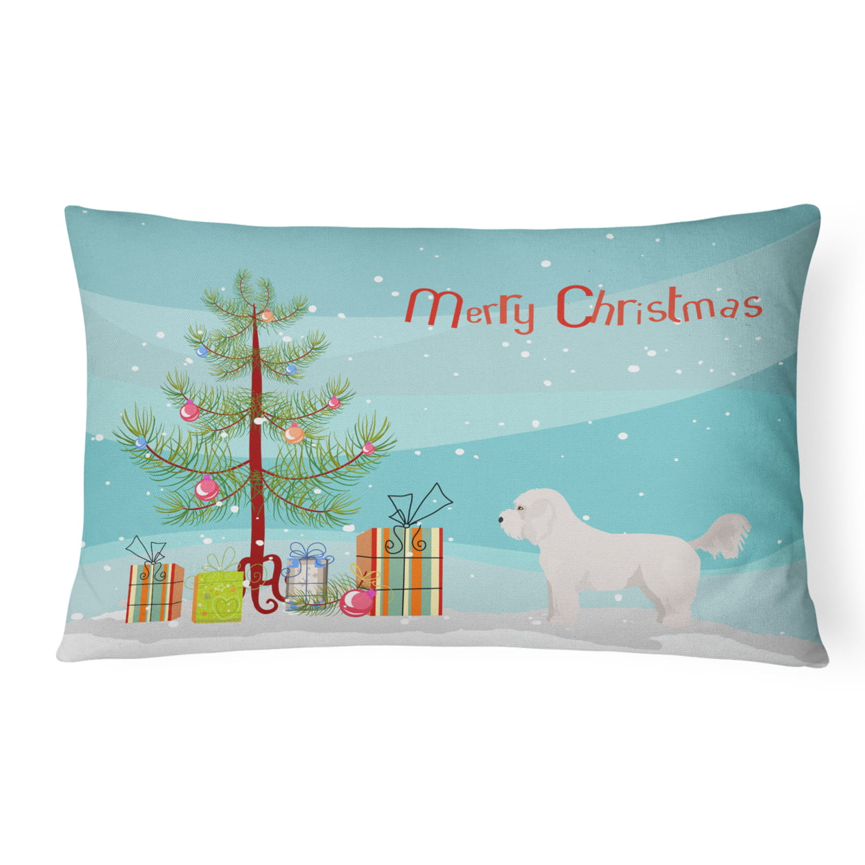 Bichpoo White Christmas Tree Canvas Fabric Decorative Pillow
