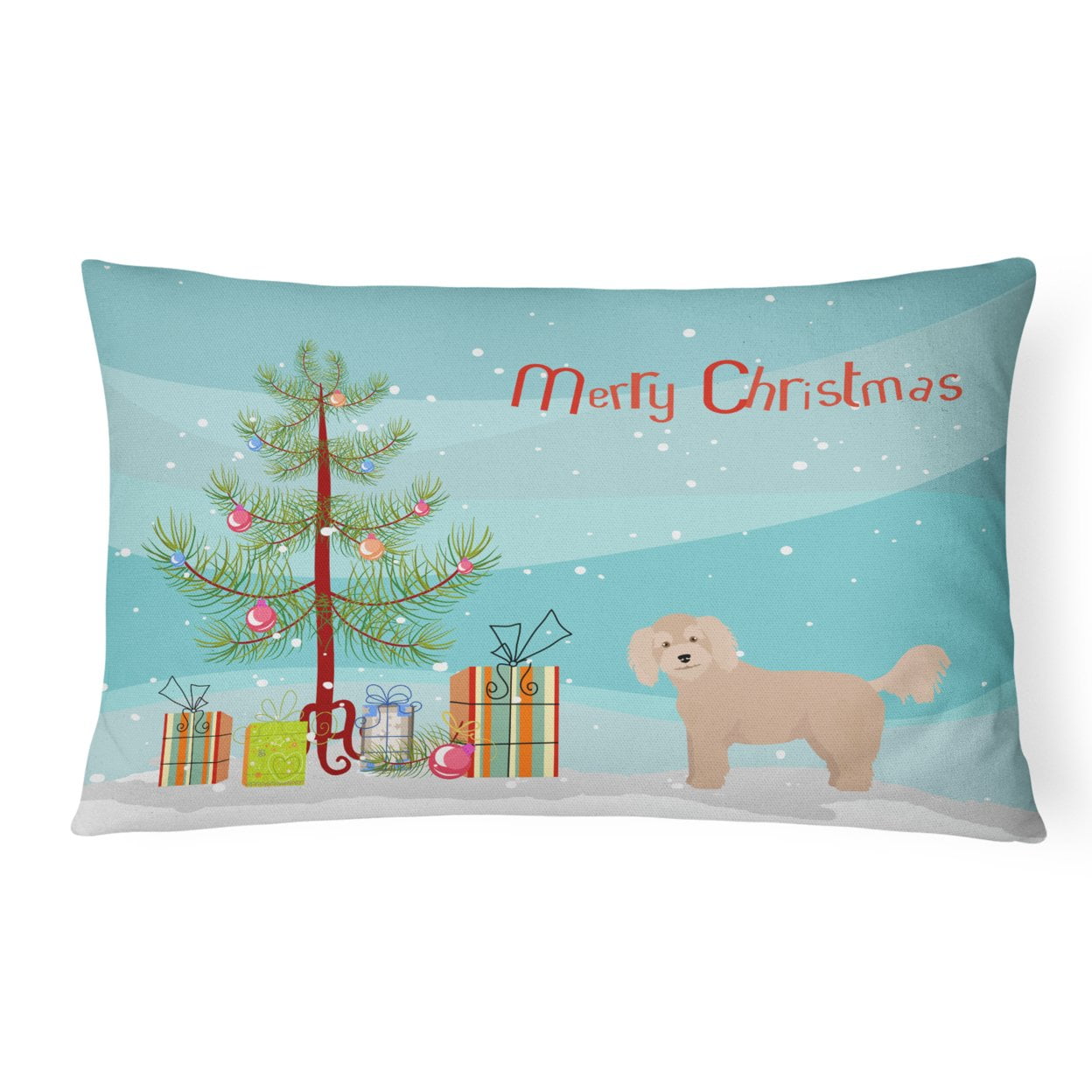 Bichpoo Christmas Tree Canvas Fabric Decorative Pillow