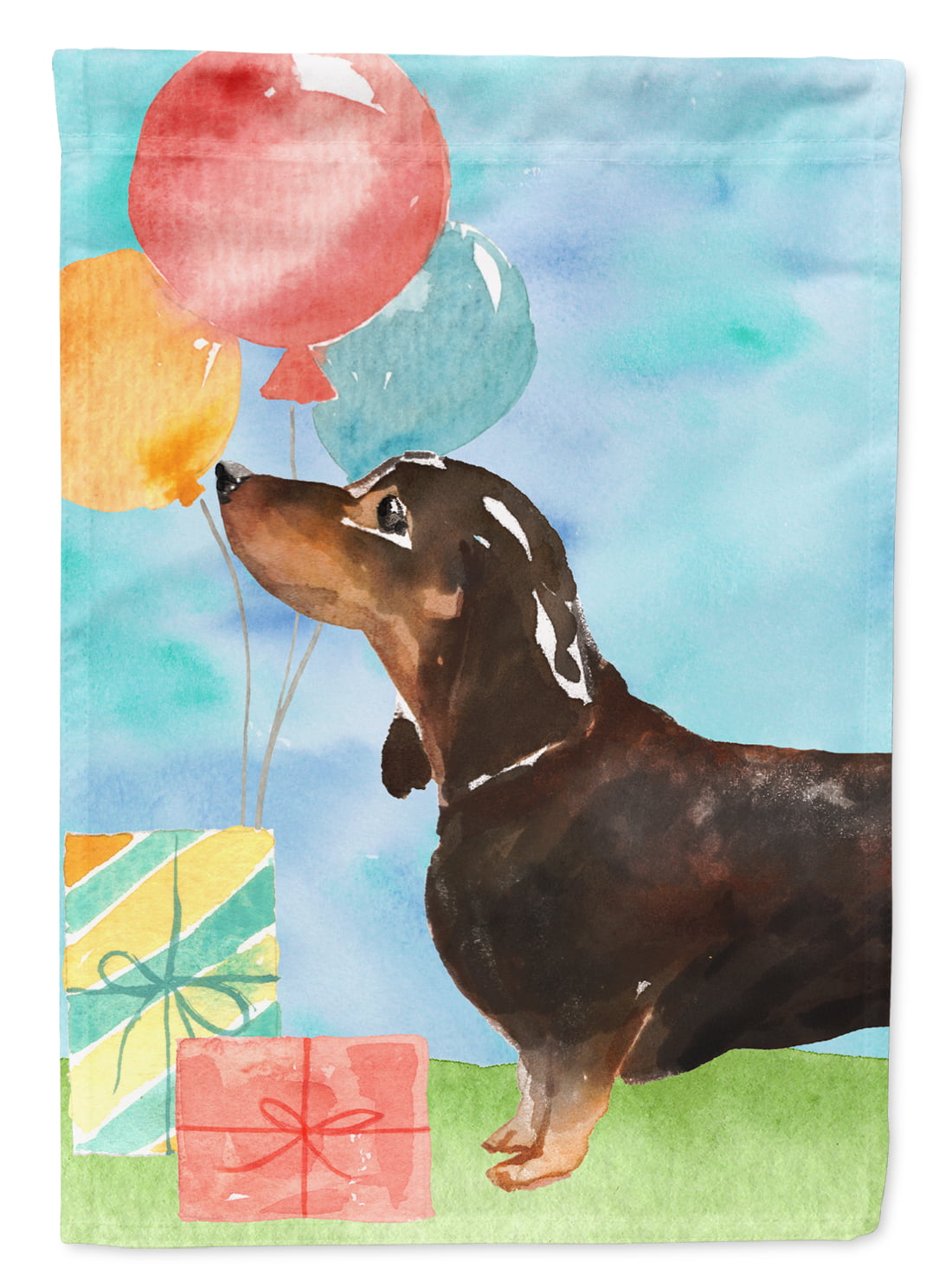 Happy Birthday Black & Tan Dachshund Flag Canvas House Size
