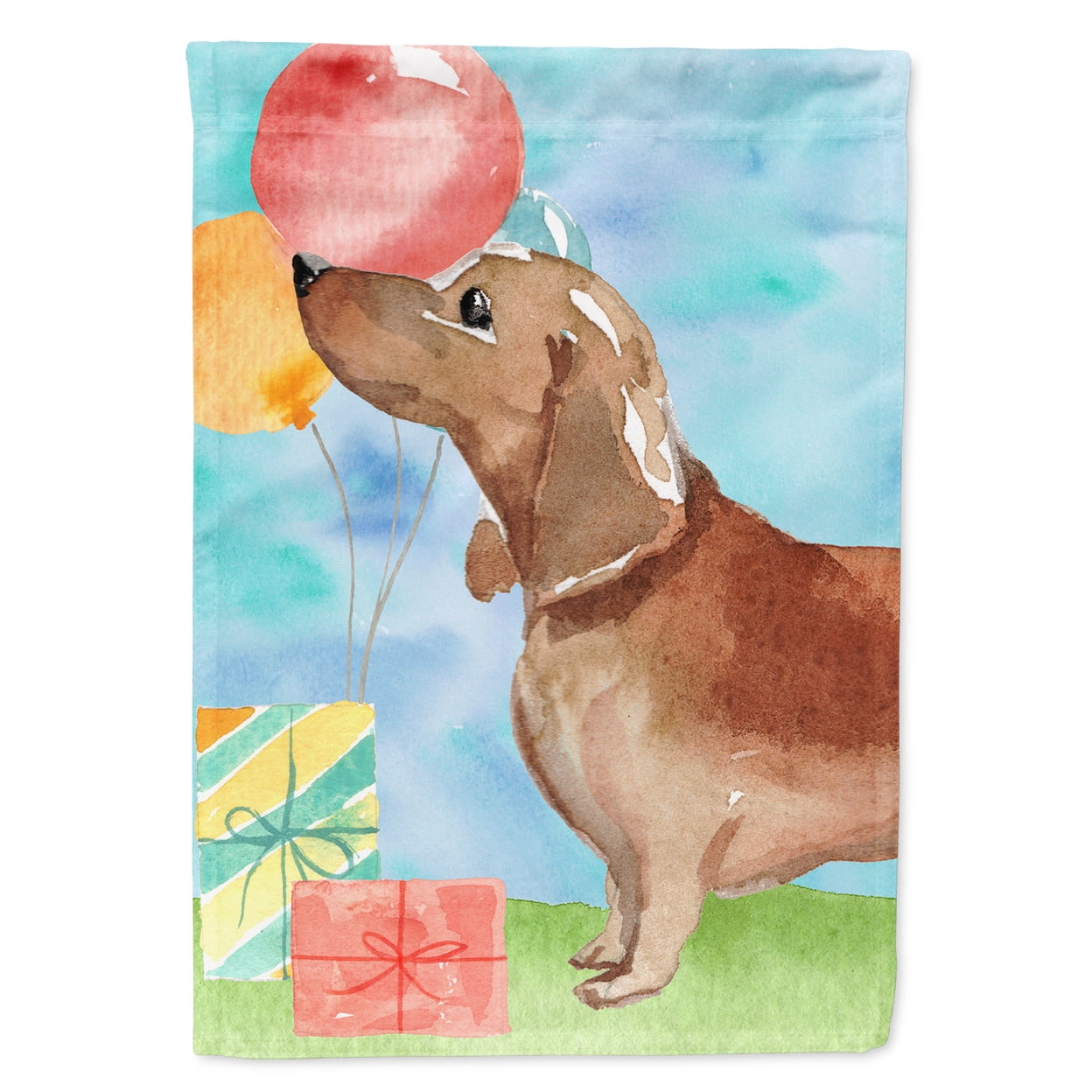 Happy Birthday Red Dachshund Flag Canvas House Size