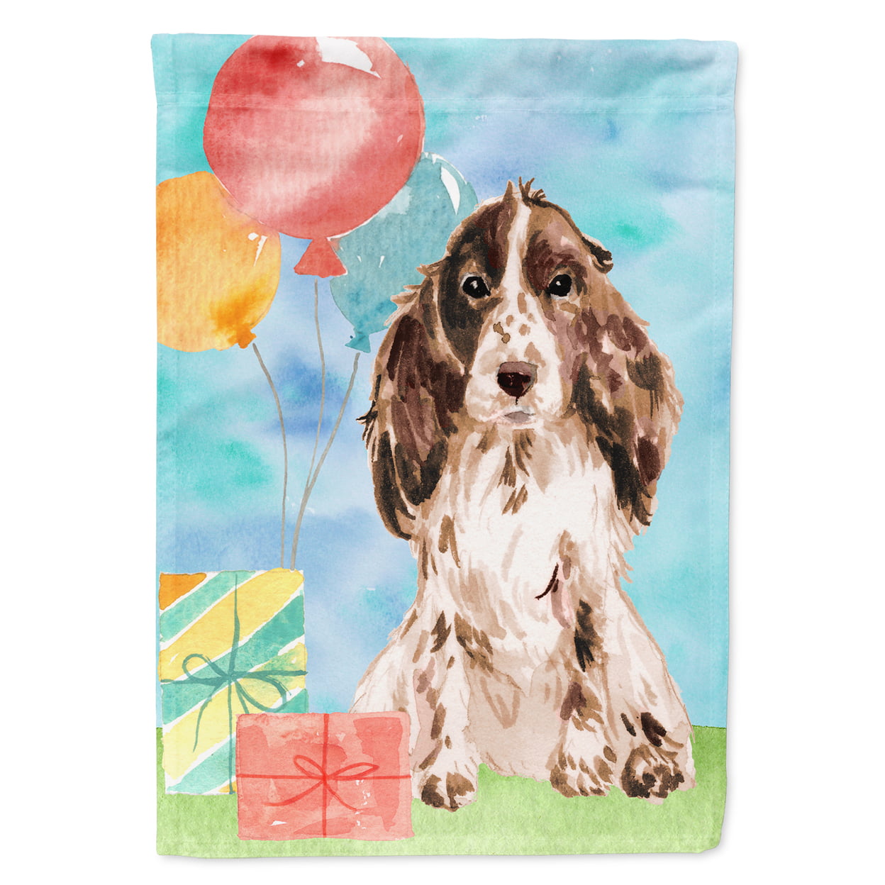 Happy Birthday Chocolate Parti Cocker Spaniel Flag Canvas House Size