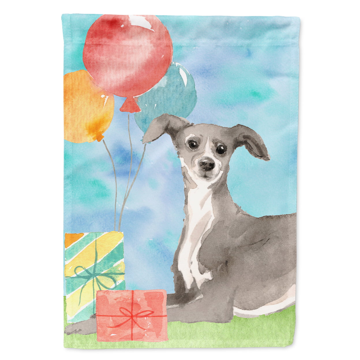 Happy Birthday Italian Greyhound Flag Canvas House Size