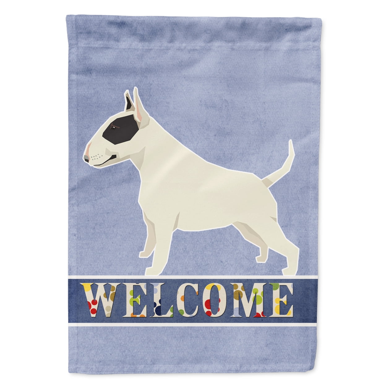 Black & White Bull Terrier Welcome Flag Canvas House Size