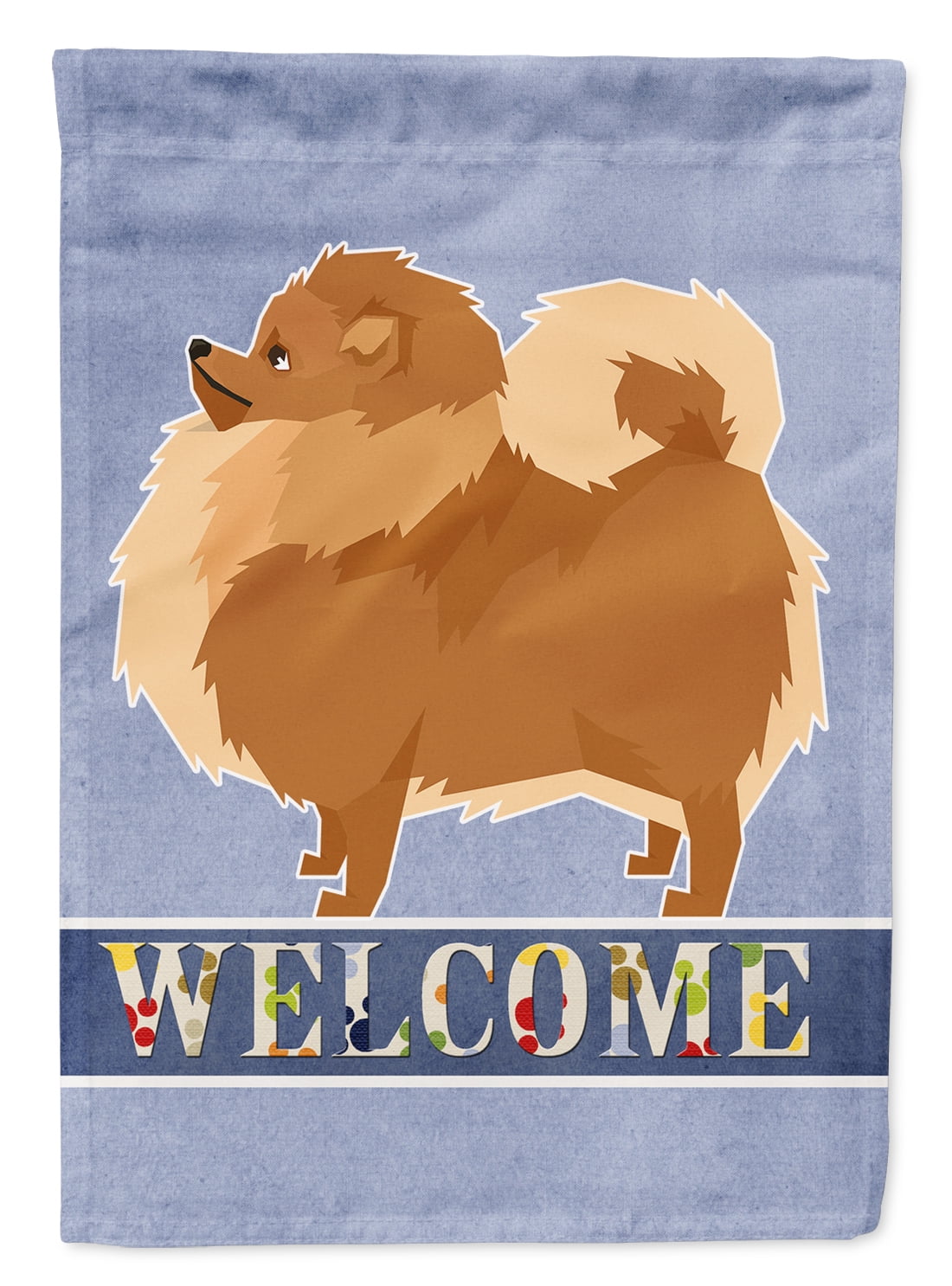 Pomeranian Welcome Flag Canvas House Size