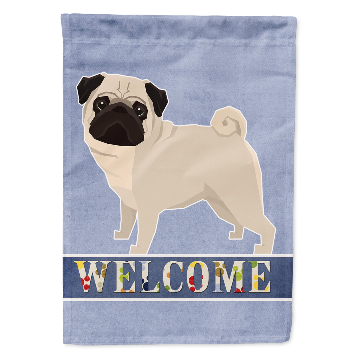 CK3616CHF Pug Welcome Flag Canvas House Size