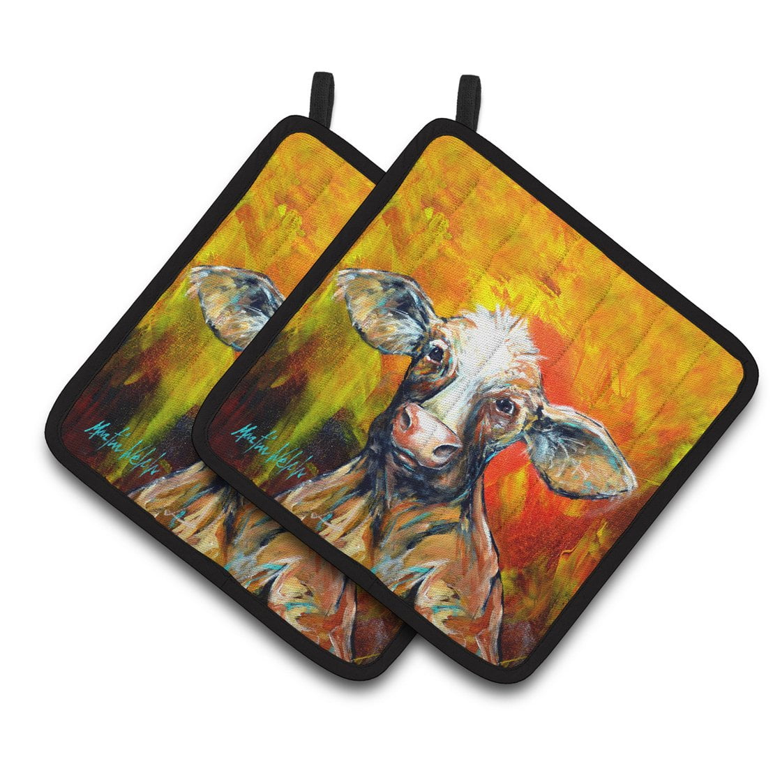 Picture of Carolines Treasures MW1331PTHD Happy Cow Pair of Pot Holders