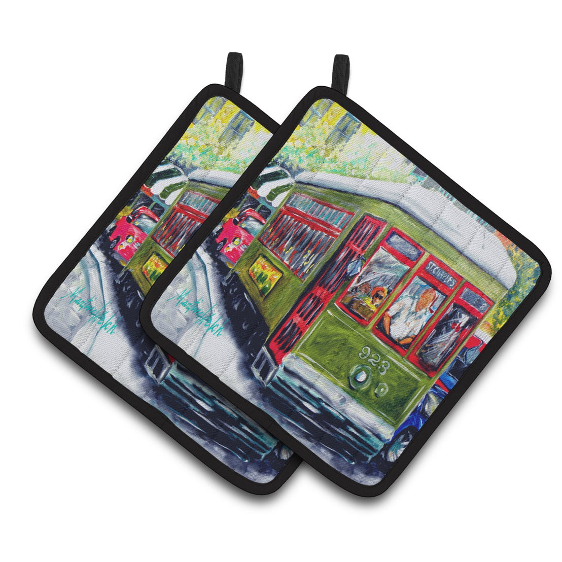 Picture of Carolines Treasures MW1338PTHD Streetcar Mid Summer Pair of Pot Holders