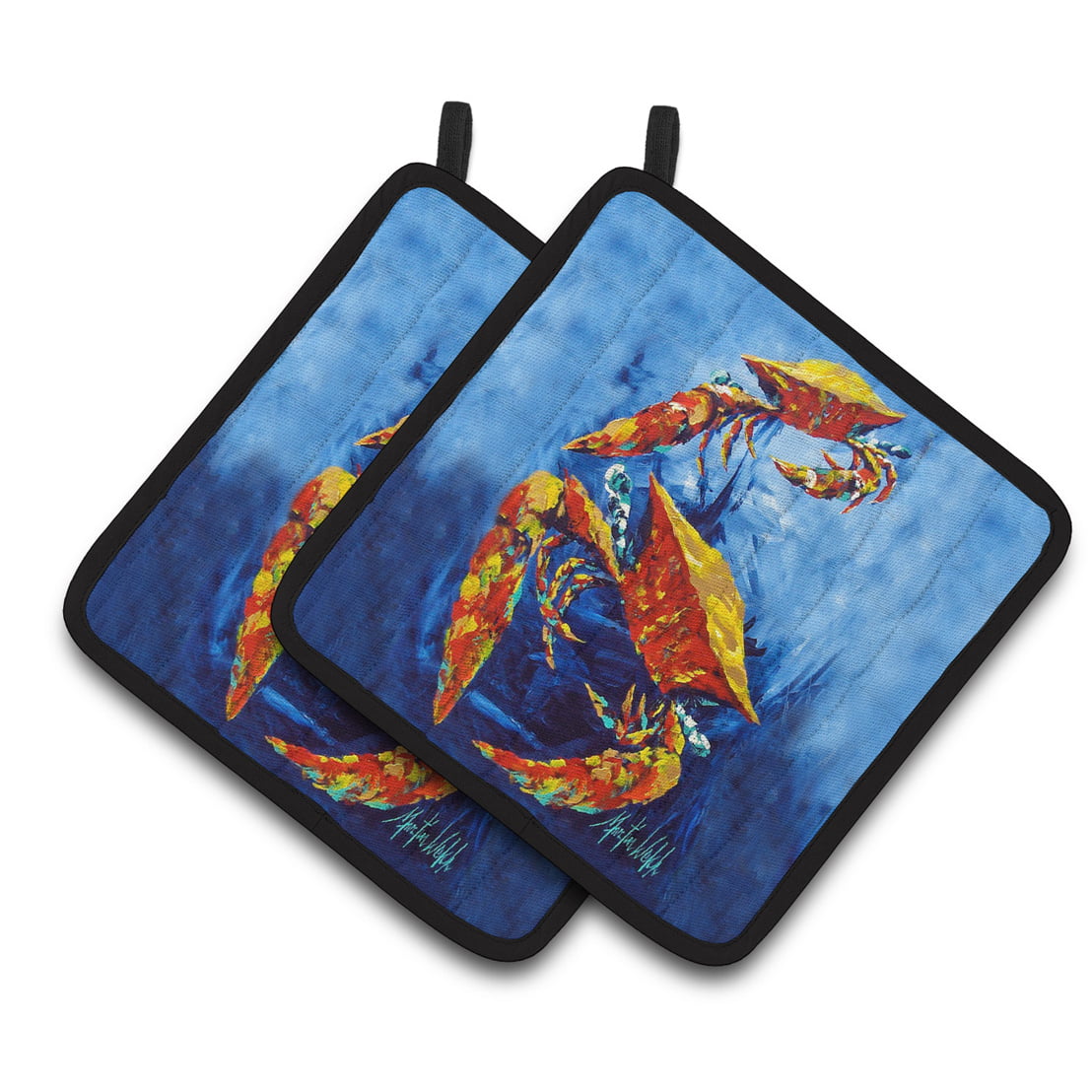 Crab Puddle O Two Pair of Pot Holders