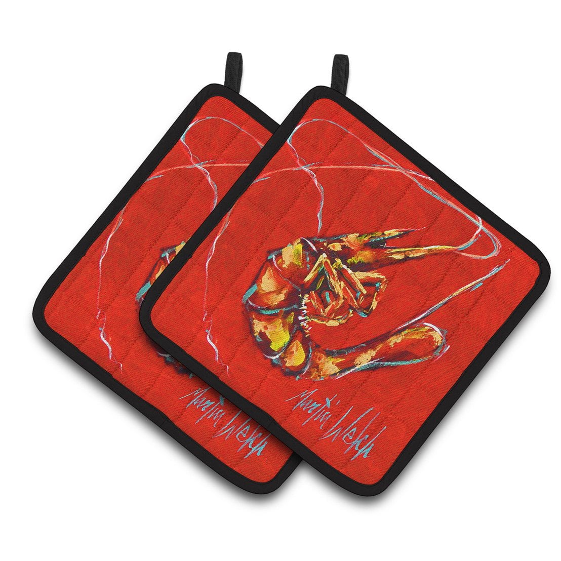 Red Shrimp Pair of Pot Holders